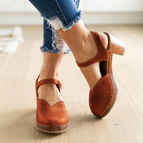 Clogs For Vintage Buckle Strap Closed Toe Shoes Sandals Pavacat US5.5(LABEL SIZE 35) Brown 