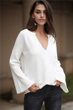 Commuter V-neck Loose Knitted Shirt Pullover xiaolai 
