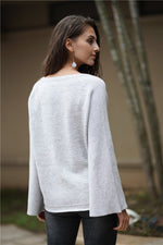 Commuter V-neck Loose Knitted Shirt Pullover xiaolai 