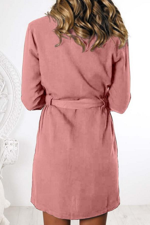 Cropped Sleeve Single-breasted Pocket Dress - Pavacat