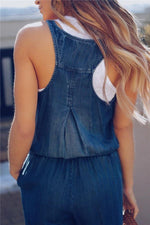 Denim Sleeveless Jumpsuit Jumpsuits & Rompers chicnico 