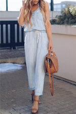 Denim Sleeveless Jumpsuit Jumpsuits & Rompers chicnico 