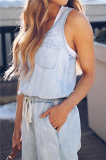 Denim Sleeveless Jumpsuit Jumpsuits & Rompers chicnico 