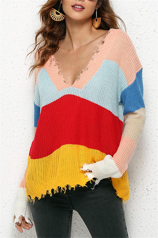 Distressed Versatile Sweater Pullover VICI S Lightblue 