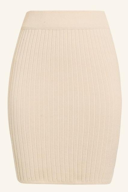 Elastic Band Knitted Ribbed Straight Skirt - Pavacat