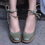 Elegant Chunky Heel Lace-up Pumps - Pavacat