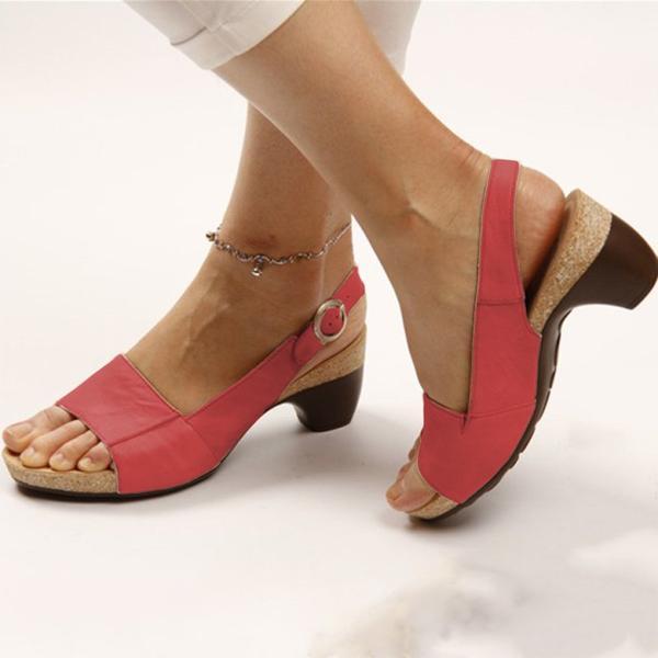 Elegant Low Chunky Heel Comfy Sandals Sandals Pavacat US5.5(LABEL SIZE 35) Red 