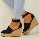 Espadrilles Daily Nubuck Sandals Creepers Wedges Sandals Pavacat US5.5(LABEL SIZE 35) Black 