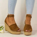 Espadrilles Daily Nubuck Sandals Creepers Wedges Sandals Pavacat US5.5(LABEL SIZE 35) Brown 