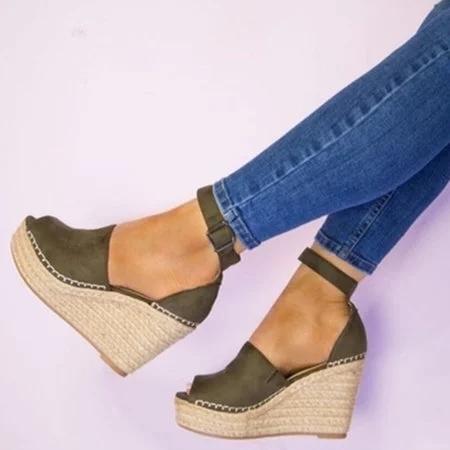 Espadrilles Daily Nubuck Sandals Creepers Wedges Sandals Pavacat US5.5(LABEL SIZE 35) Green 