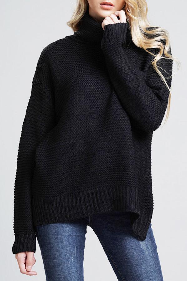 Evergreen Knit Sweater Pullover poppoly Black 