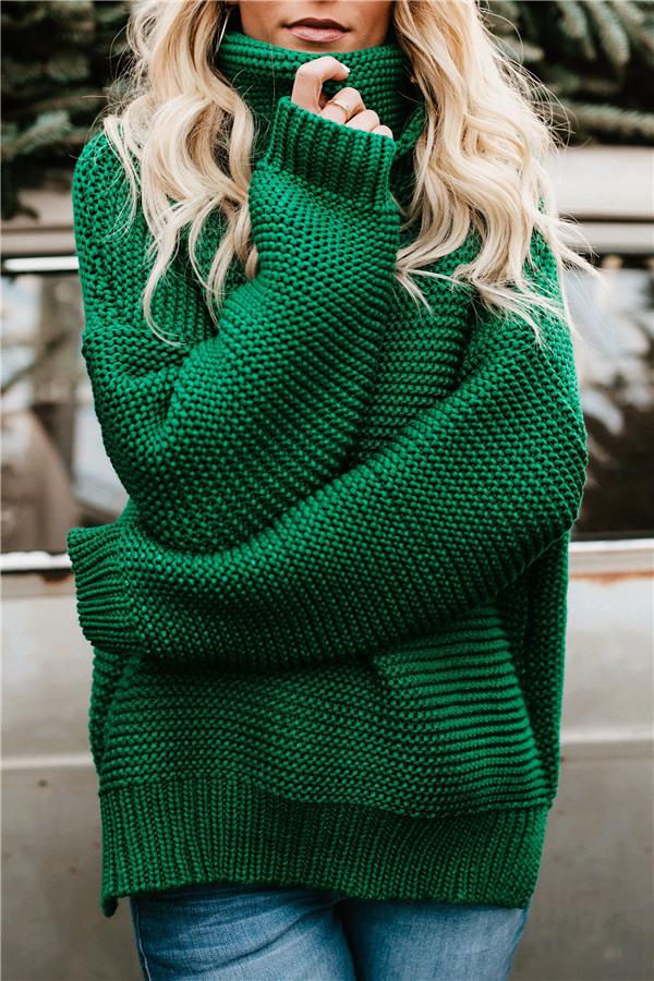 Evergreen Knit Sweater Pullover poppoly Green 