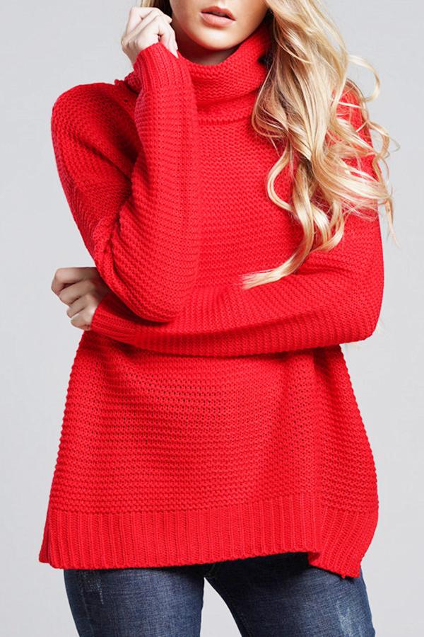Evergreen Knit Sweater Pullover poppoly Red 