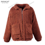 Faux Lambswool Oversized Coat Coat Aliexpress S Brown 