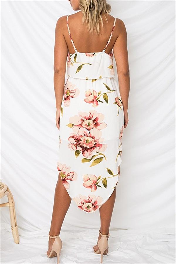 Elegant Floret Sleeveless Dress - Red Dress 5201812281531 