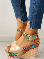 Floral Peep-toe Platform Wedge Sandals Sandals Pavacat 