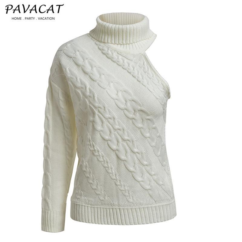 Frost Cable Knit One Sleeve Sweater - White Pullover Aliexpress 