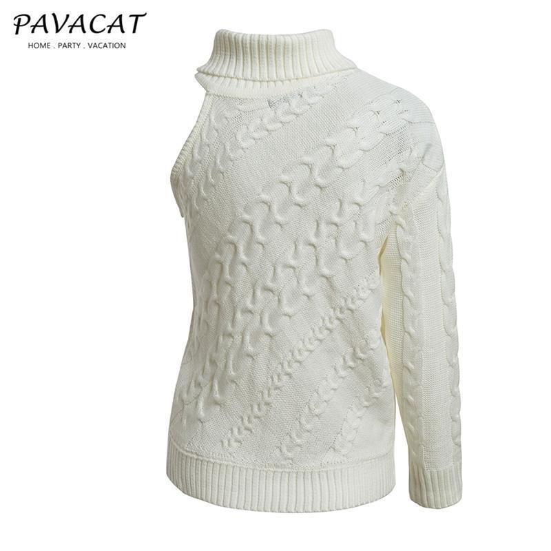 Frost Cable Knit One Sleeve Sweater - White Pullover Aliexpress 