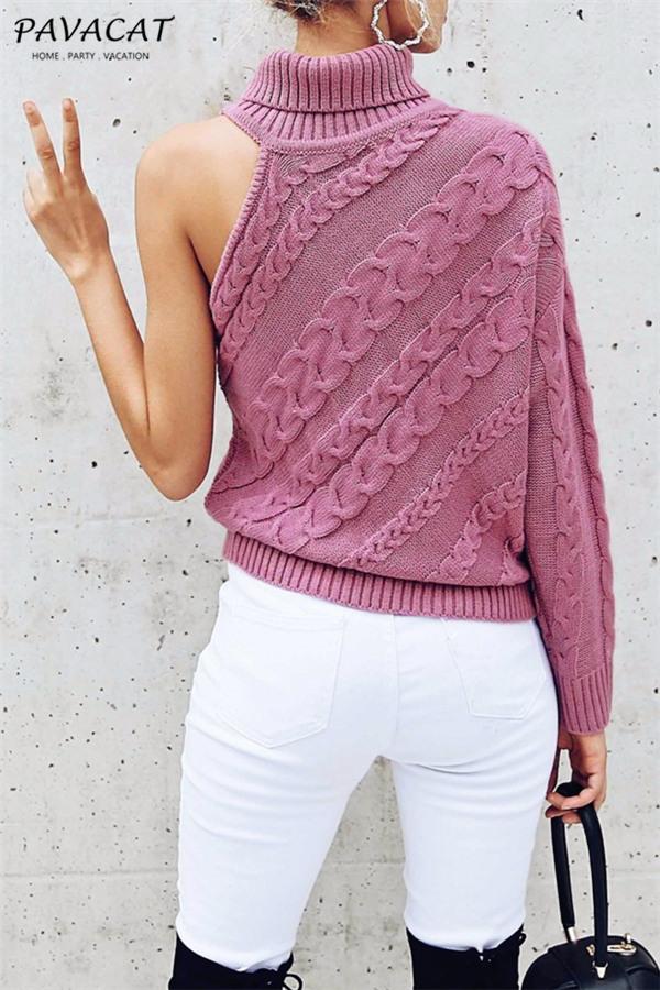 Frost Cable Knit One Sleeve Sweater - White Pullover Aliexpress 