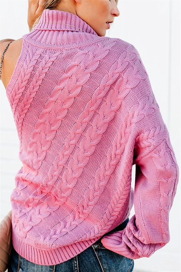 Frost Cable Knit One Sleeve Sweater - White Pullover Aliexpress 