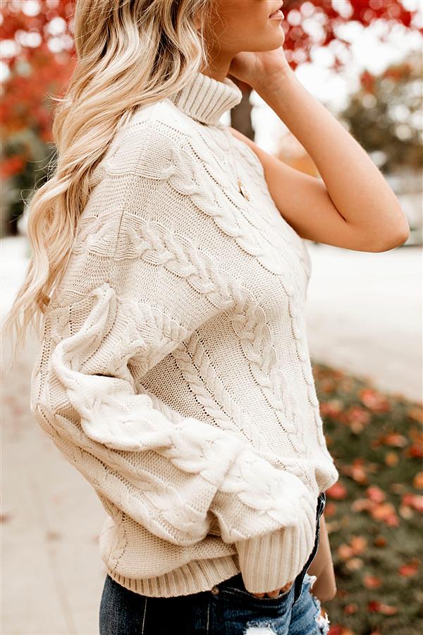 Frost Cable Knit One Sleeve Sweater - White Pullover Aliexpress 