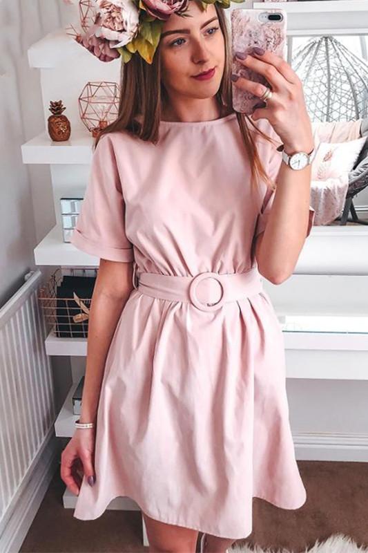 High Waist Belt Batwing Sleeve Short Dress - Pavacat