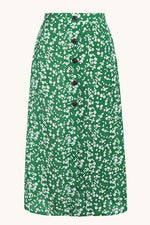 High waist Buttons Floral A-line Skirt - Pavacat