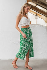 High waist Buttons Floral A-line Skirt - Pavacat