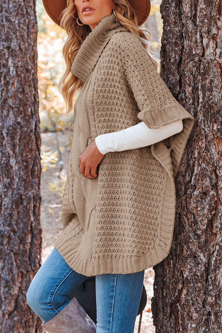 Pull en tricot châle torsadé à col roulé