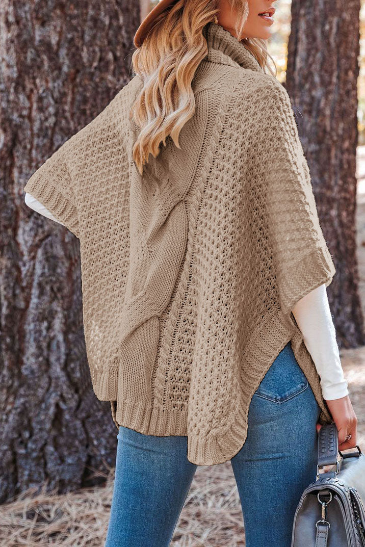 Pull en tricot châle torsadé à col roulé