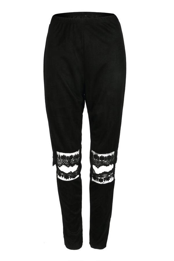 Lace Cut Out Skinny Pants Pants 5201903041613 L black 