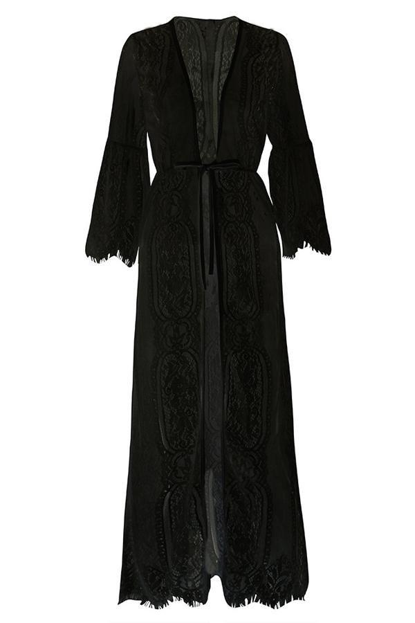 Lace Tie Front Beach Cover Up Dress 5201904110309 