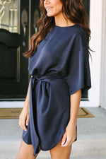 Casual Belted Yellow Mini Pleated Dress Dress poppoly S 