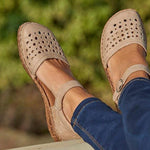 Ladies Round Toe Hollow-out Sandals Loafers & Flats Pavacat US5.5(LABEL SIZE 35) Cream 