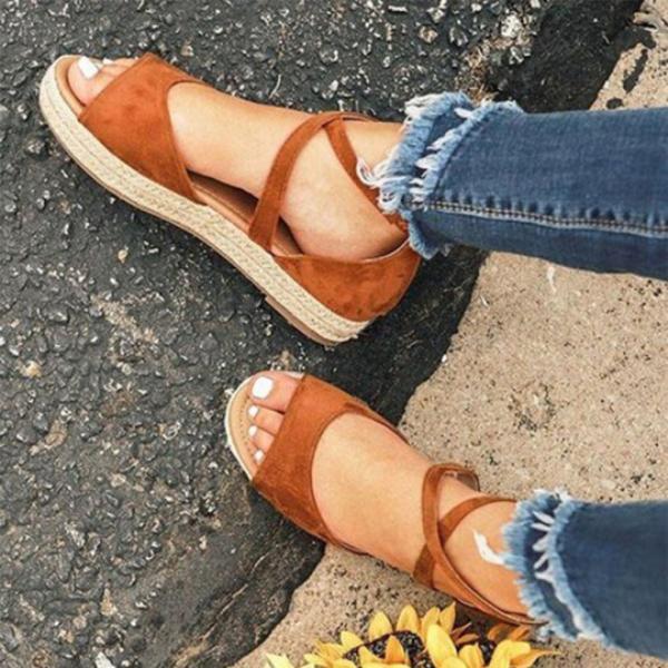 Large Size Fashion Flat Heel Strap Flats Sandals Lace-up Shoes Sandals Pavacat US5.5(LABEL SIZE 35) Brown 
