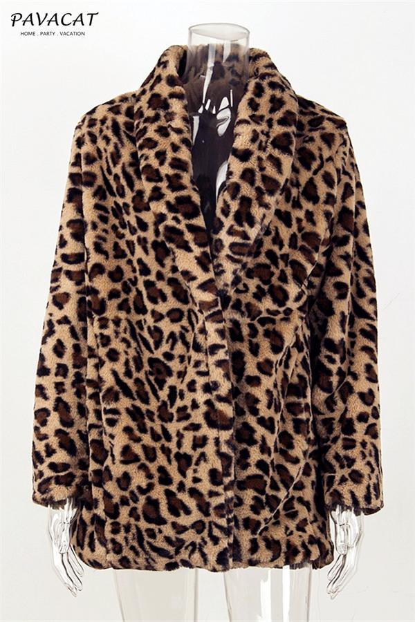 Leopard Artificial Fur Long Cardigan Coat VICI 