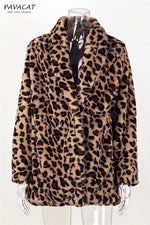 Leopard Artificial Fur Long Cardigan Coat VICI 
