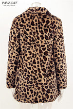 Leopard Artificial Fur Long Cardigan Coat VICI 