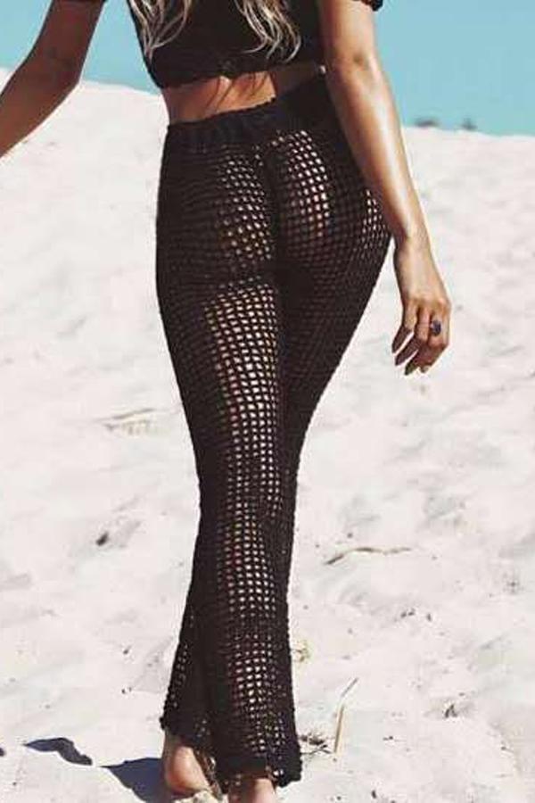Loose Beach Hollowed-out Beach Pants Pants xiaolai One size Black 