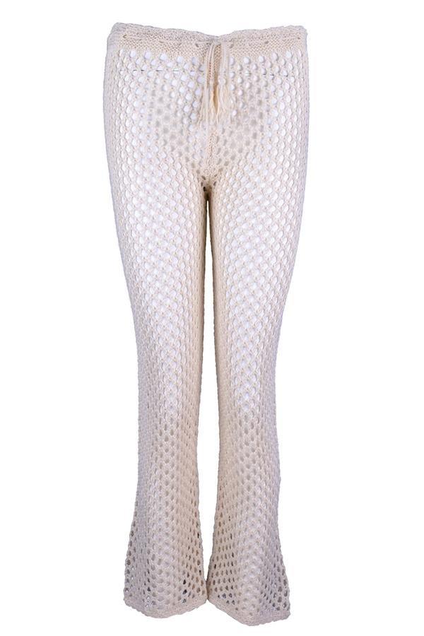 Loose Beach Hollowed-out Beach Pants Pants xiaolai One size White 