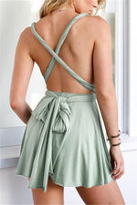 Green Floral Printed Mini Dress Dress chicnico 