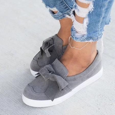 Nubuck Loafers Casual Bowknot Shoes - Pavacat