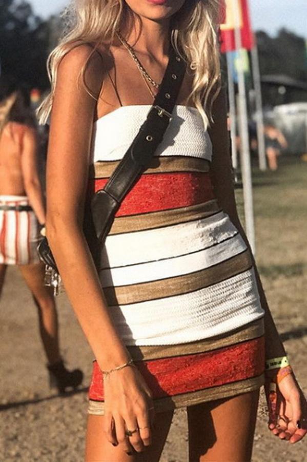 Irregular Printed Camouflage Strap Dress - Pavacat
