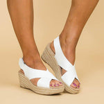 Peep Toe Magic Tape Wedges Crossed Sandals Sandals Pavacat 