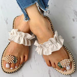 Pineapple Pearl Flat Toe Beach Sandals - Pavacat