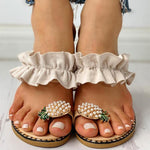 Pineapple Pearl Flat Toe Beach Sandals - Pavacat