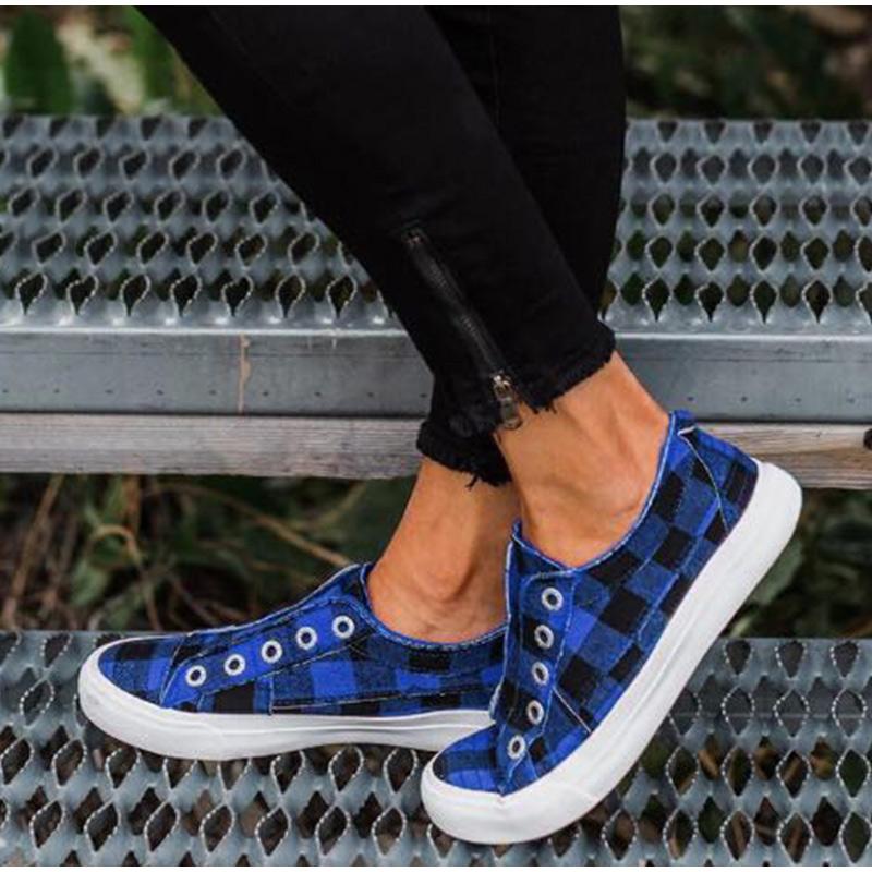Plaid Canvas Vulcanized Sneakers - Pavacat