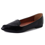 Plain Flat Point Toe Date Comfort Flats - Pavacat
