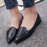 Plain Flat Point Toe Date Comfort Flats - Pavacat
