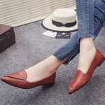 Plain Flat Point Toe Date Comfort Flats - Pavacat